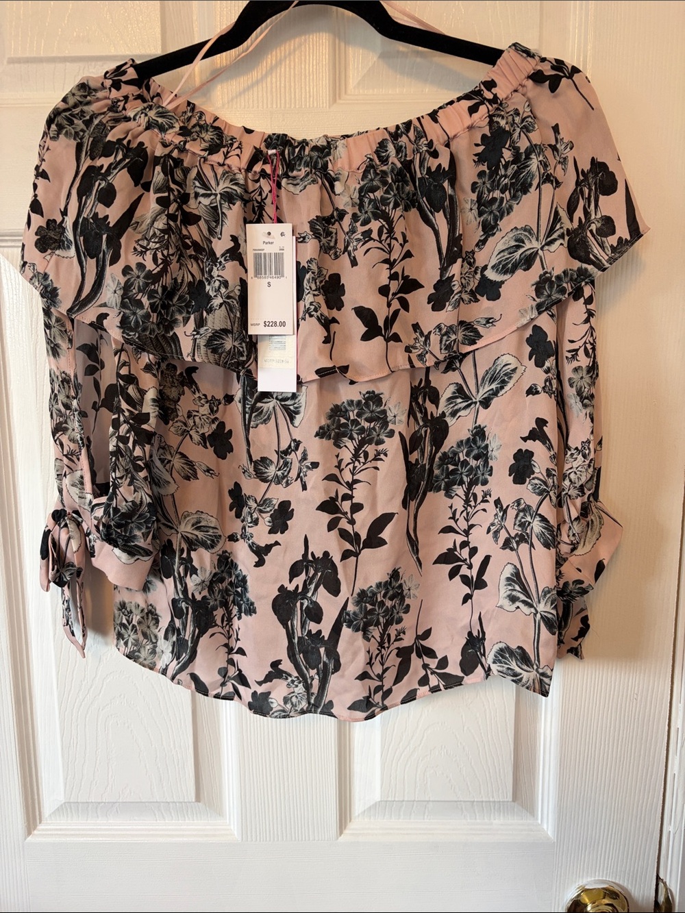 Parker Pink Floral Off-Shoulder Ruffle Blouse